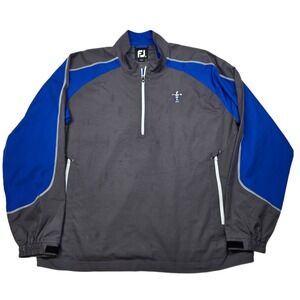 FootJoy Golf Pullover Mens 2XL Gray Blue 1/2 Zip Long Sleeve Adjustable Cuffs